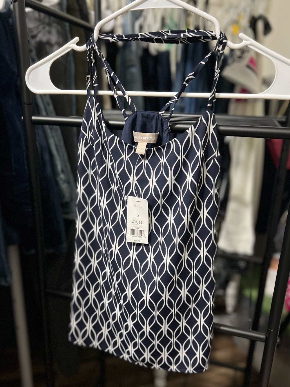 NWT Banana Republic Navy Geometric Print Tank Top size 0